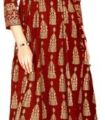MAHATI maroon Gold foil printed silk ethnic-kurtis