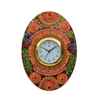 Papier-Mache Oval Kundan Studded Wall Clock 2