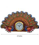 Papier-Mache Peacock Design Wall Clock