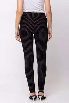 Women Black Stripes Slim Fit Tregging By Sheczzar
