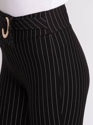 Women Black Stripes Slim Fit Tregging By Sheczzar 4