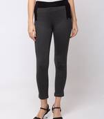 Women Dark Grey Solid  Slim Fit Tregging By Sheczzar