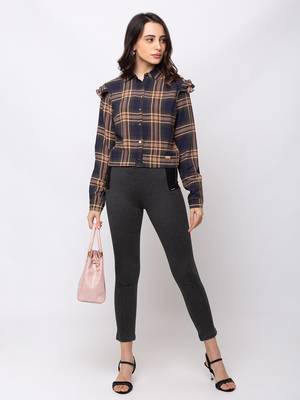 Women Dark Grey Solid  Slim Fit Tregging By Sheczzar 5