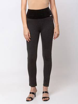 Women Black Solid  Slim Fit Tregging By Sheczzar 1
