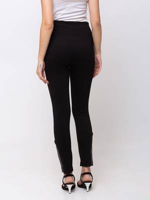 Women Black Solid  Slim Fit Tregging By Sheczzar 3