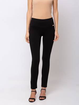 Women Black Solid  Slim Fit Tregging By Sheczzar 1