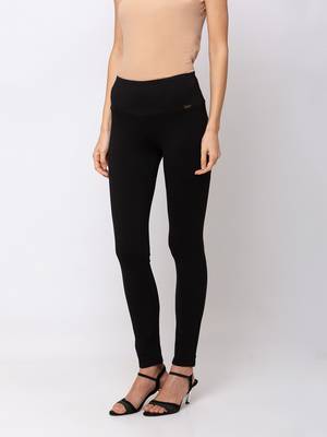 Women Black Solid  Slim Fit Tregging By Sheczzar 2