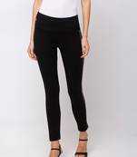 Women Black Solid  Slim Fit Tregging By Sheczzar