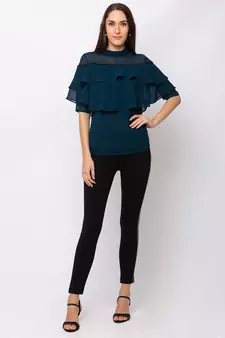 Women Black Solid  Slim Fit Tregging By Sheczzar