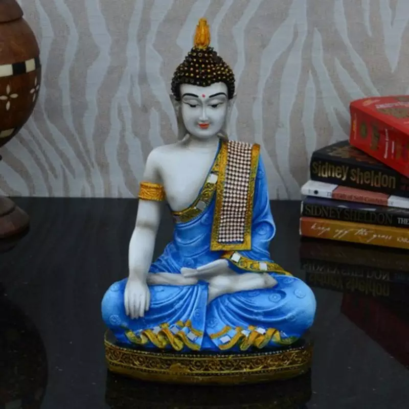 Polyresin Meditating Lord Buddha - Blue