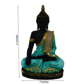 e craft india polyresin meditating buddha     green 1