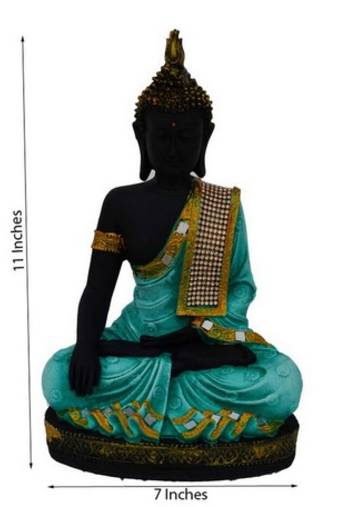 e craft india polyresin meditating buddha     green
