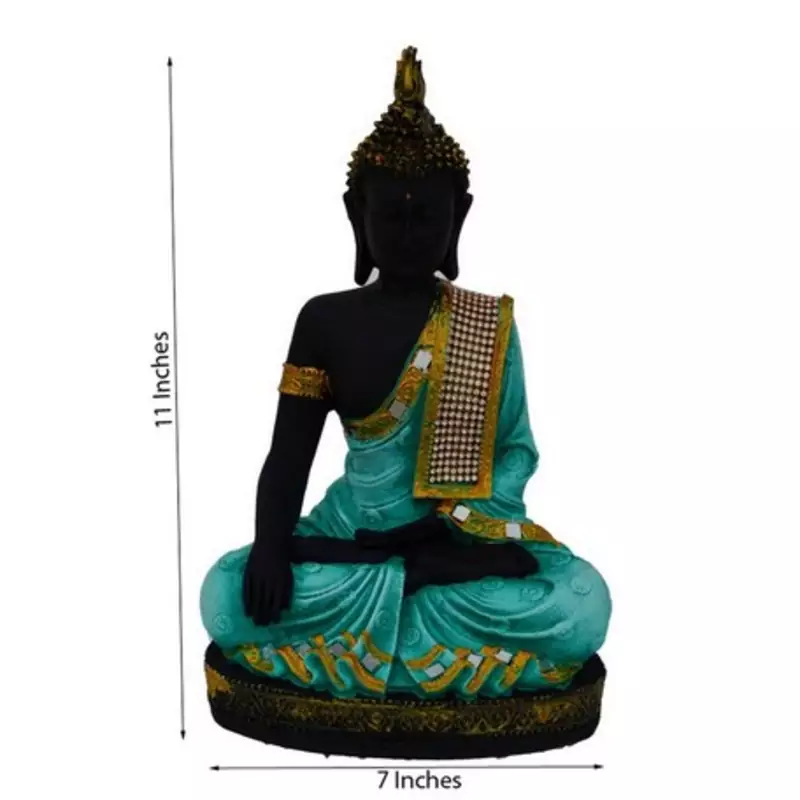 Polyresin Meditating Lord Buddha - Green