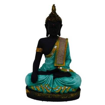 e craft india polyresin meditating buddha     green 2