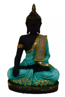 e craft india polyresin meditating buddha     green