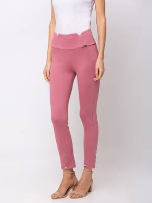 Women Onion Pink Solid  Slim Fit Tregging By Sheczzar 2