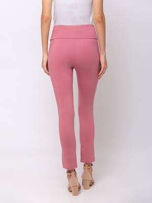 Women Onion Pink Solid  Slim Fit Tregging By Sheczzar 3
