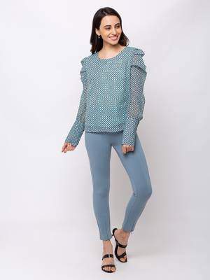 Women Aqua Solid  Slim Fit Tregging By Sheczzar 5