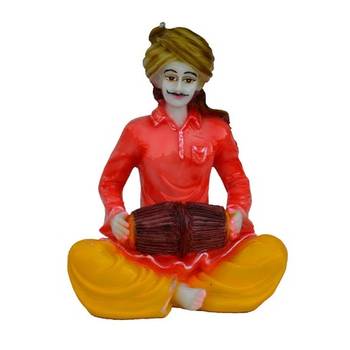 Rajasthani Musician Statue Playing Dholak 2