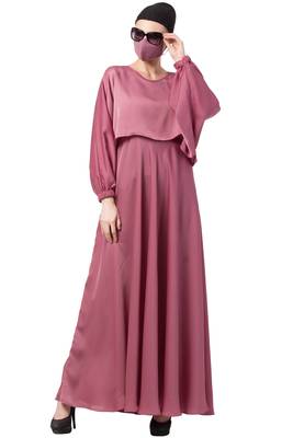 Musheco-Attached Cape Style Abaya In Nida Fabric 1