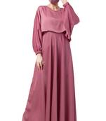 Musheco-Attached Cape Style Abaya In Nida Fabric