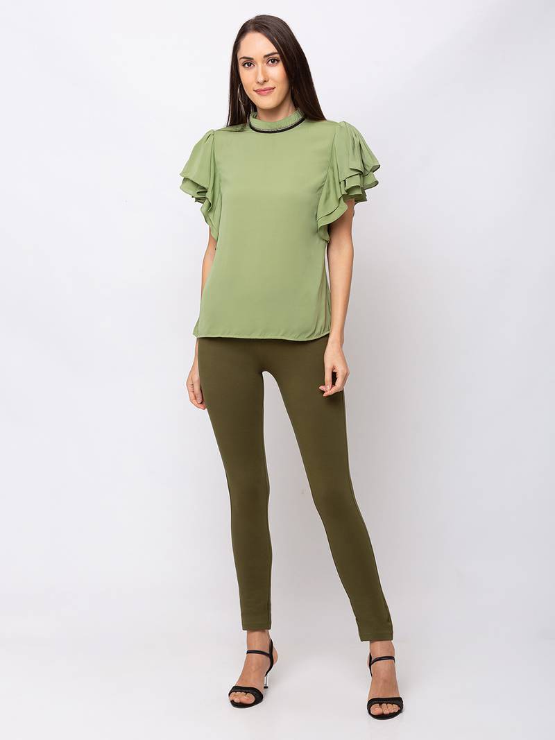 Sheczzar Mustard Color POYESTER Casual Regular Top