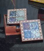 Wooden Tea Coasters with Gemstones