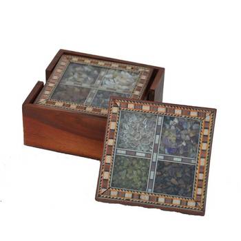 Wooden Tea Coasters with Gemstones 3