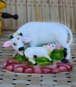 Polyresin Colorful Cow and Calf Statue