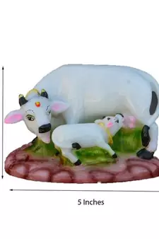 Polyresin Colorful Cow and Calf Statue
