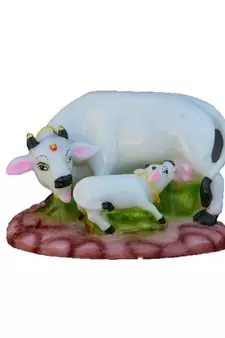 Polyresin Colorful Cow and Calf Statue
