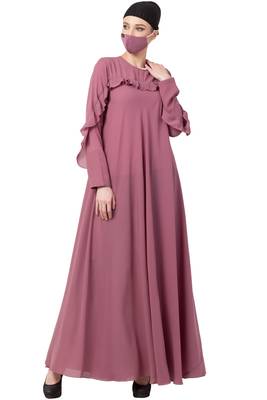 Musheco-Modest Dress With Ruffles 2