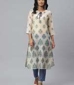 Pinksky Beige woven chanderi ethnic-kurtis