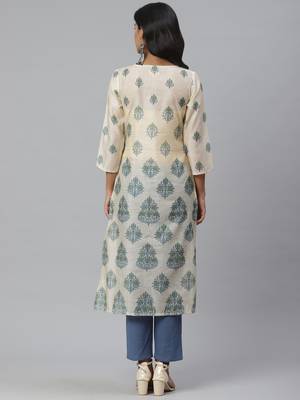 Pinksky Beige woven chanderi ethnic-kurtis 2