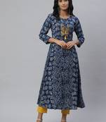 Pinksky Blue woven cotton ethnic-kurtis