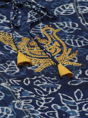 Pinksky Blue woven cotton ethnic-kurtis 5