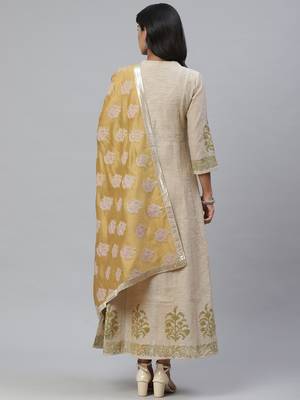Pinksky Beige woven cotton diwali-kurtis 2