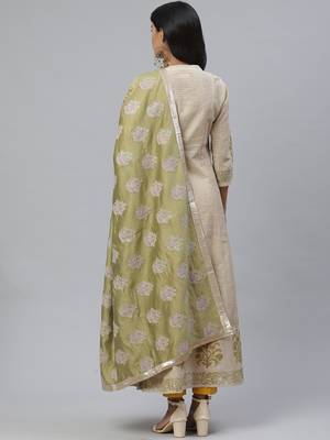Pinksky Beige woven cotton diwali-kurtis 2