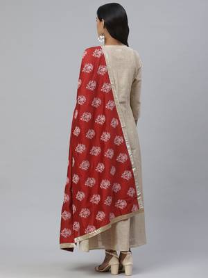 Pinksky Beige woven cotton diwali-kurtis 2