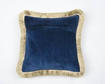 BLUE DECORATIVE VELVET CUSHION COVER with LACE 3