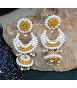 Yellow Crystal Pearl Jhumka Earrings