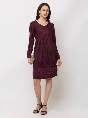 Sheczzar  Maroon  Color  Regular fit  Midi  Dress 1