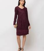 Sheczzar  Maroon  Color  Regular fit  Midi  Dress