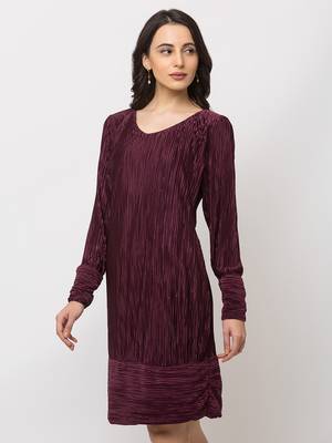 Sheczzar  Maroon  Color  Regular fit  Midi  Dress 2