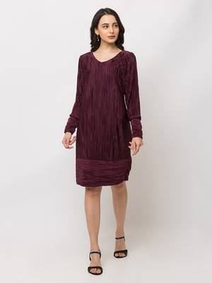 Sheczzar  Maroon  Color  Regular fit  Midi  Dress 4