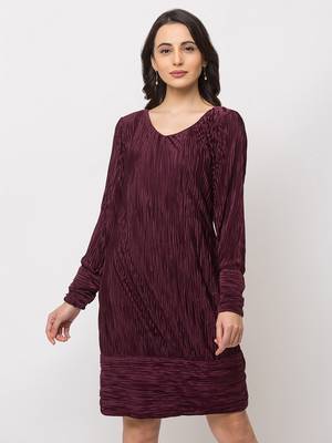 Sheczzar  Maroon  Color  Regular fit  Midi  Dress 5
