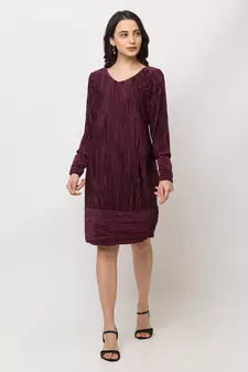 Sheczzar  Maroon  Color  Regular fit  Midi  Dress