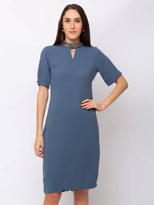 Sheczzar Blue Color Regular fit Midi Dress 4
