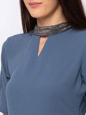 Sheczzar Blue Color Regular fit Midi Dress 5
