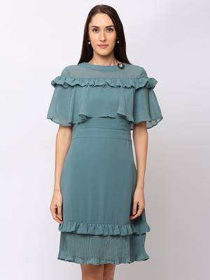 Sheczzar Green Color Regular fit Midi Dress 1